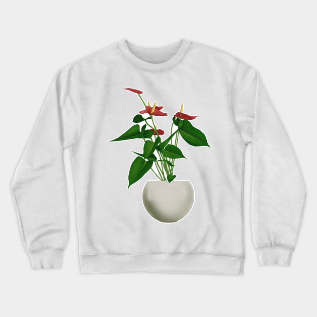 Red Anthurium Crewneck Sweatshirt by BurningChair